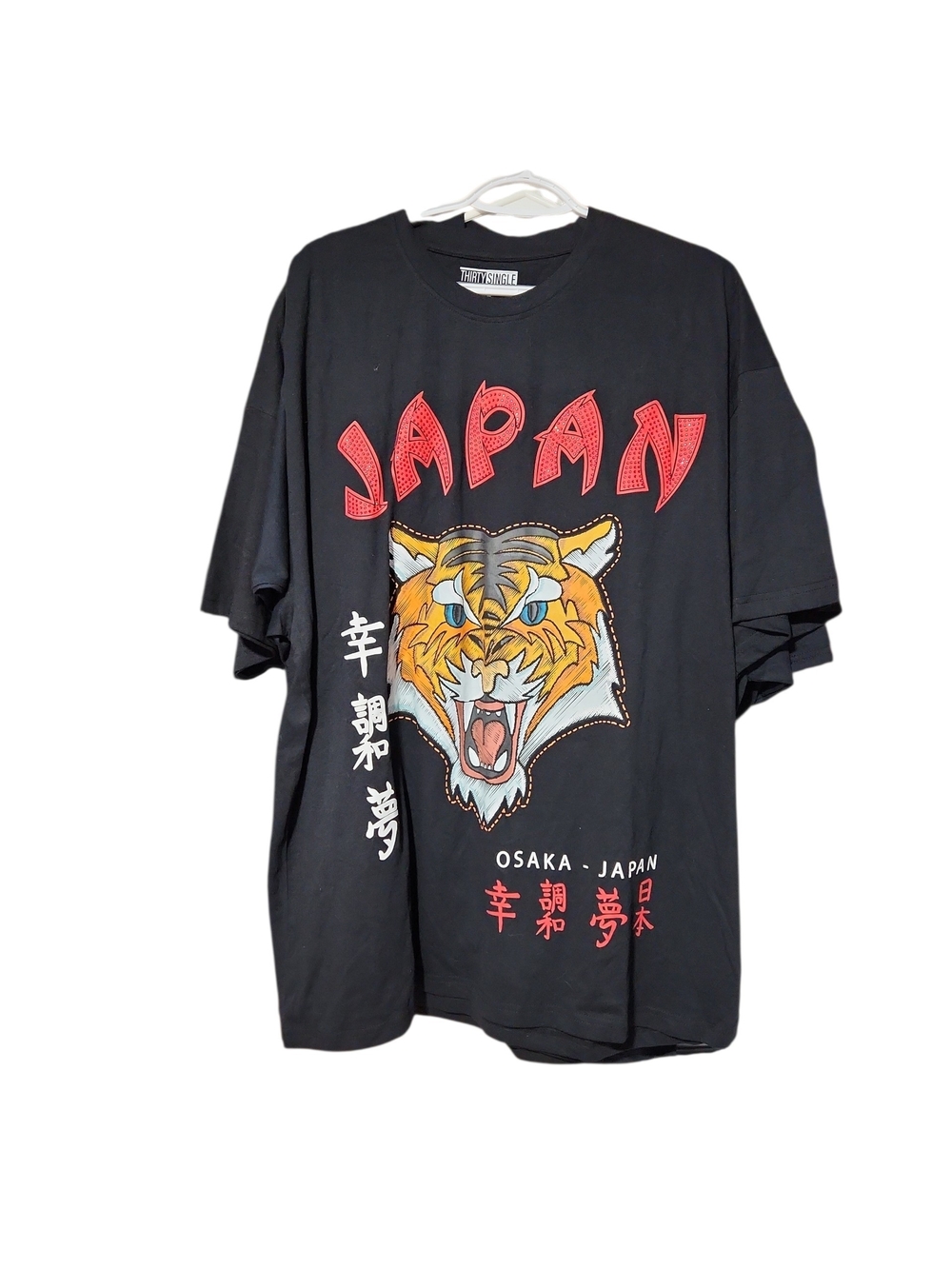 Thirty Single 2X Japan Tiger Graphic Tee - Black